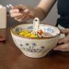 Керамическая миска для рамена 7 дюймов в ретро-стиле, суповая миска на высокой ножке, большая миска для лапши, миска для смешивания лапши быстрого приготовления, распродажа