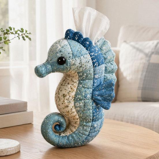 Набор для шитья DIY: Тканевая коробка для салфеток с мягкой крышкой, открывающейся сверху, Диспенсер для салфеток на тему морских животных, Многоцелевые лоскутные дизайны, для дома, автомобиля, офиса