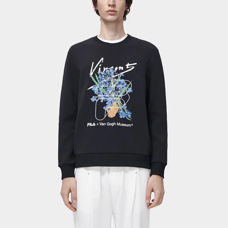 FILA Van Gogh Museum 2.0 Sweatshirts Men's Jet Black Crew Neck Moderate Regular (Unisex) Sweatshirts F11M318208FBK