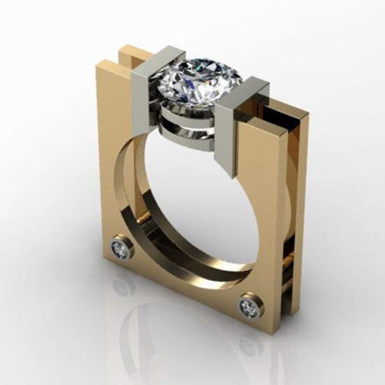 Панк-унисекс с кубическим цирконием, позолоченное квадратное геометрическое кольцо на палец, ювелирные изделия для вечеринок