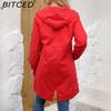 BITCED Осенне-зимний водоотталкивающий тренч с капюшоном, женское повседневное длинное пальто свободного кроя, больших размеров, верхняя одежда для улицы от дождя