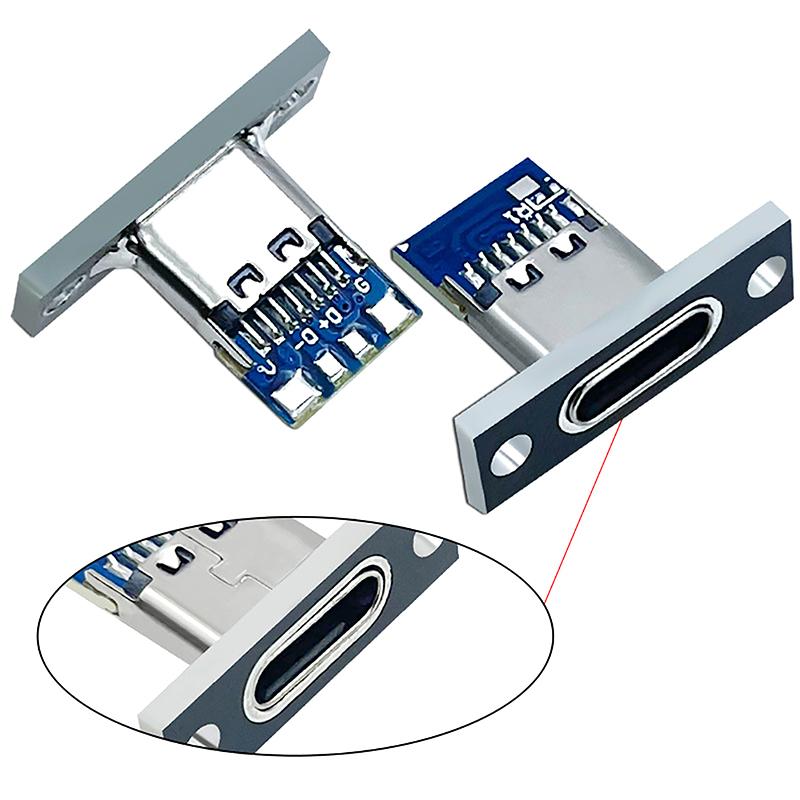 1Pcs Type-C Female Connector Jack Charging Port Usb 3.1 Type C Socket With Fixing Plate