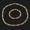 Noble Sterling 18K Gold 8MM Width Chain Bracelets Neckalce for Women Men Fashion Wedding Punk Jewelry Sets