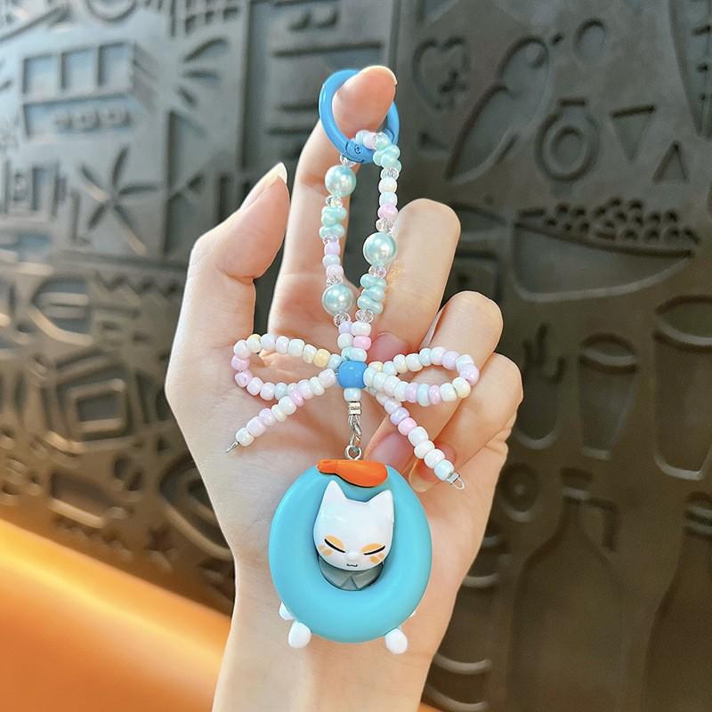 Alphabet Beaded Cat Phone Charm & Keychain Bag Pendant
