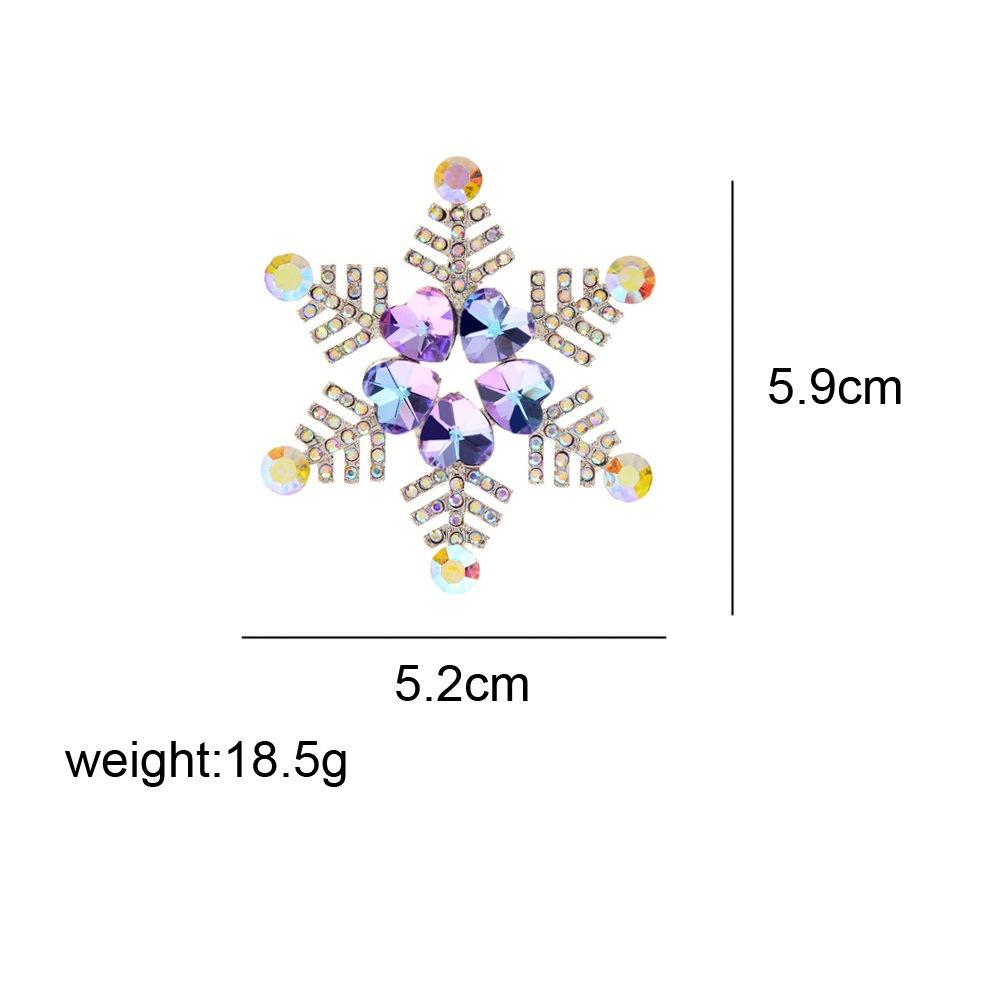 Female Fashion Rainbow Crystal Snowflake Brooches For Women Luxury Yellow Gold Silver Color Alloy Round Brooch Safety Pins