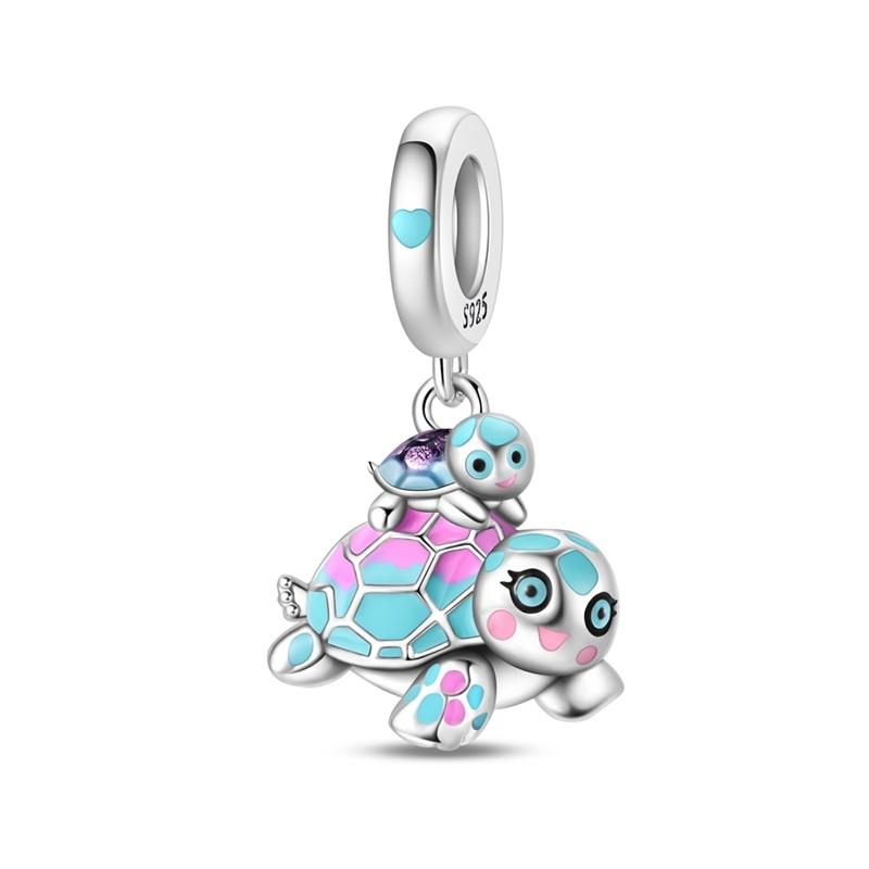 Blue Series Copper Turtle,Whale & Seahorse Dangle Charm Fits Bracelet Kids Ocean Jewelry Accessories