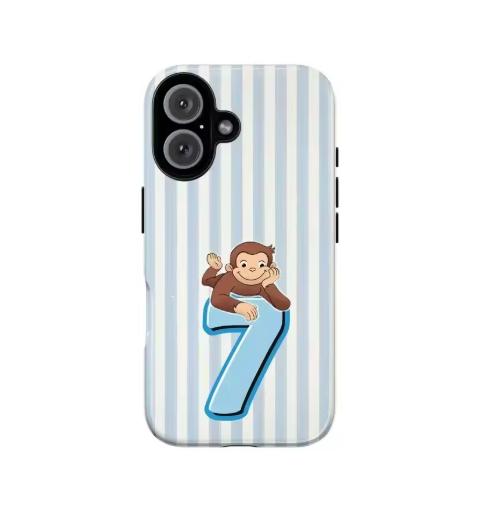 Cute Striped Monkey Letter 7 Phone Case For iPhone 17 Pro Max 16 15 14 Plus 13 12 11 Pro X XR XS MAX 16E 17 Air Protect Cases