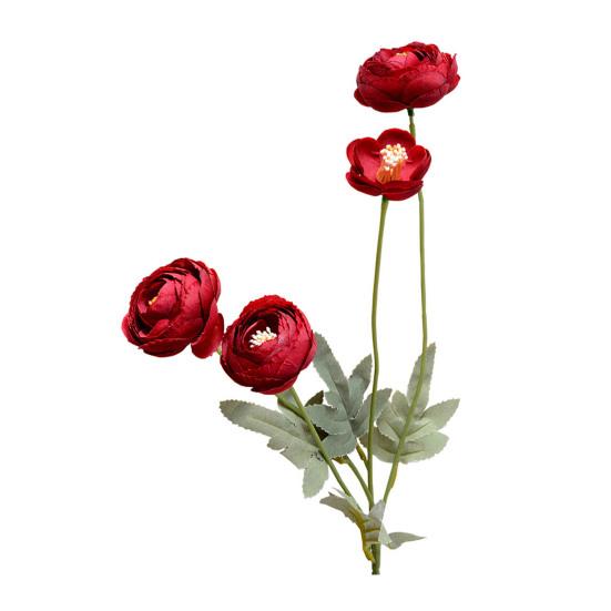 Artificial Lulian Flower Faux Silk Ranunculus Flower with Stem 4 Heads Fake Ranunculus Arrangement for Home Wedding Decoration Table Centerpiece