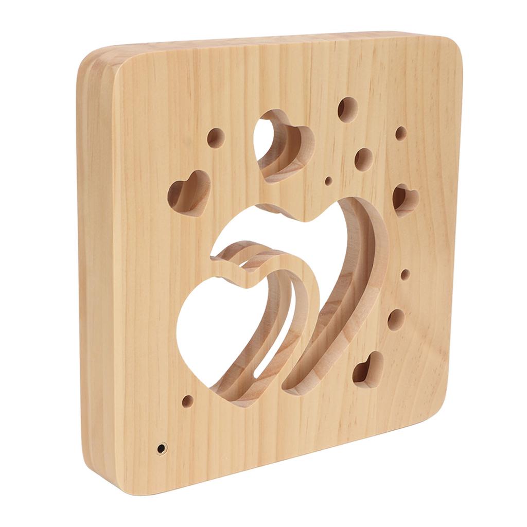 Wooden 3D LED Light Valentine\'s Day Hollow Hearts Shape Style Pine Wood USB Power Supply Decorative