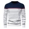Осень И Зима Новый Полосатый Цветной Мужской Вязаный Свитер Модный С Круглым Вырезом Мужской Повседневный Свитер