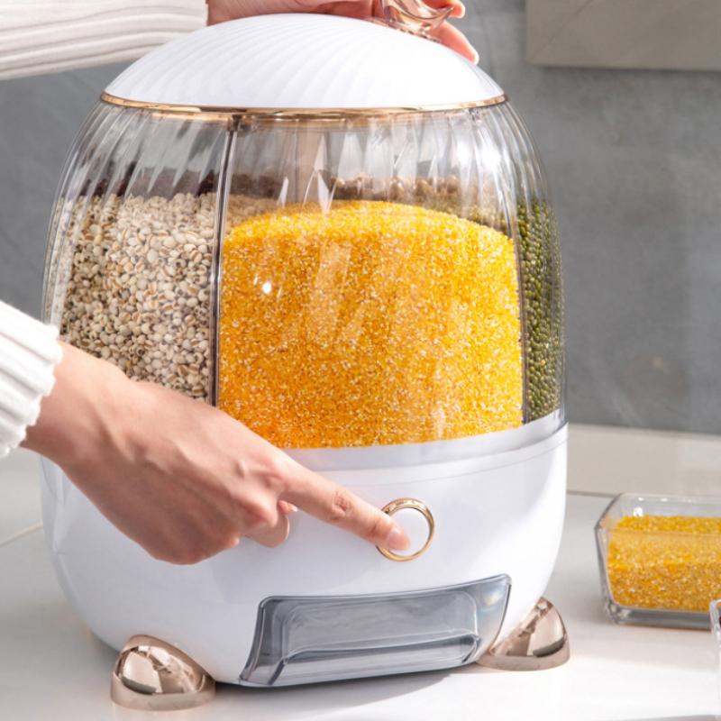Вращающийся дозатор зерновых Вращающийся дозатор зерновых Контейнер для риса Диспенсер Контейнер большой емкости для хранения Ведро для риса