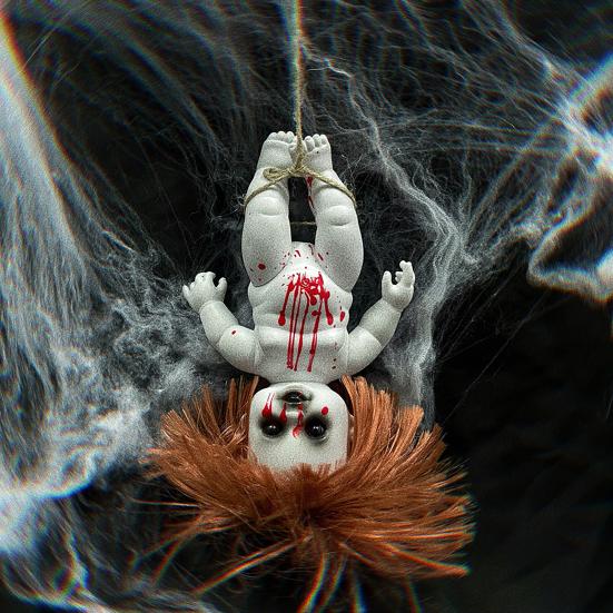 Halloween Creepy Doll DIY Scary Zombie Baby Dolls Haunted House Adornment Hanging Ornament Prop for Horror Halloween Decor
