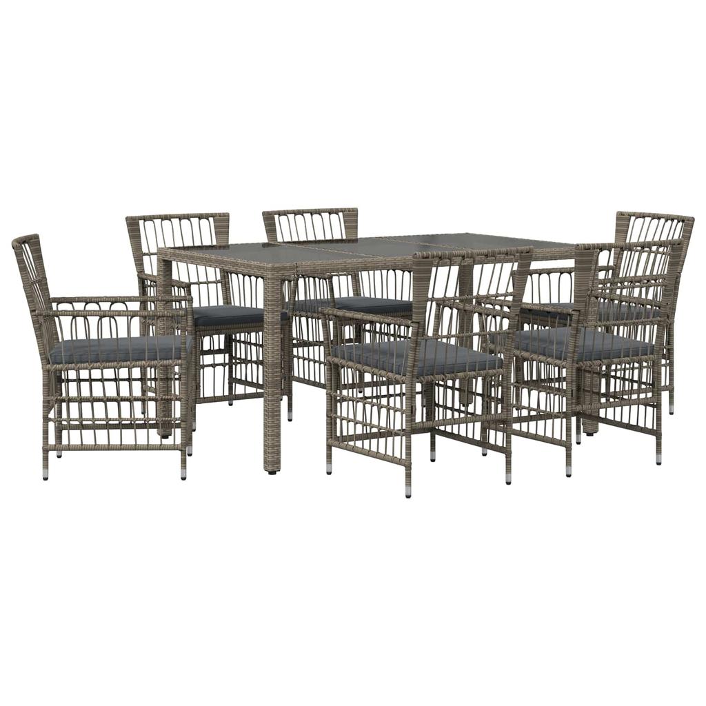 Outdoor Dining Set 7 Pieces Gray Poly Rattan