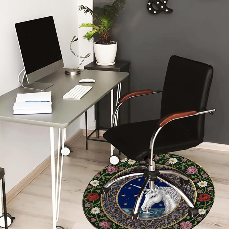 1pc Office Carpet Chair Mats Unicorn Watering Scene with Flowers Perfect for Decorating Office Chairs, Living Rooms, Or Bedrooms
