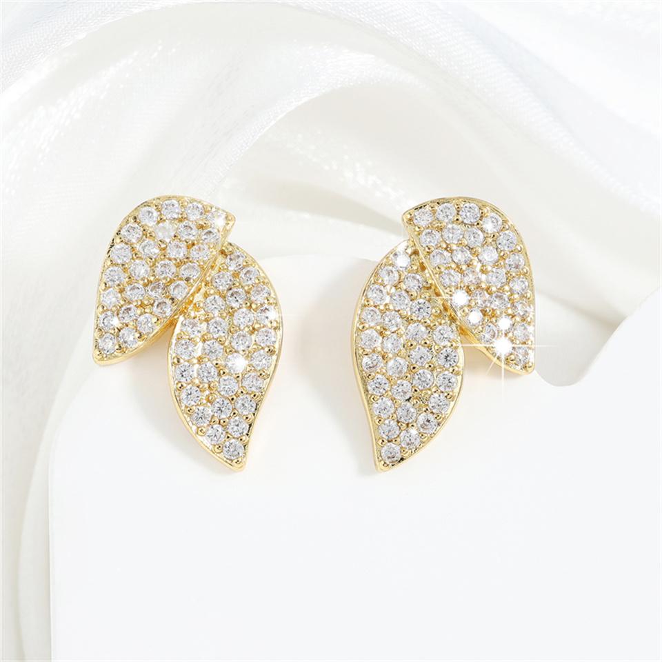 ZAKOL Exquisite Flower Micro Paved Stud Earrings Fashion Korea Zircon Leaf Earrings for Women Wedding Party Jewelry