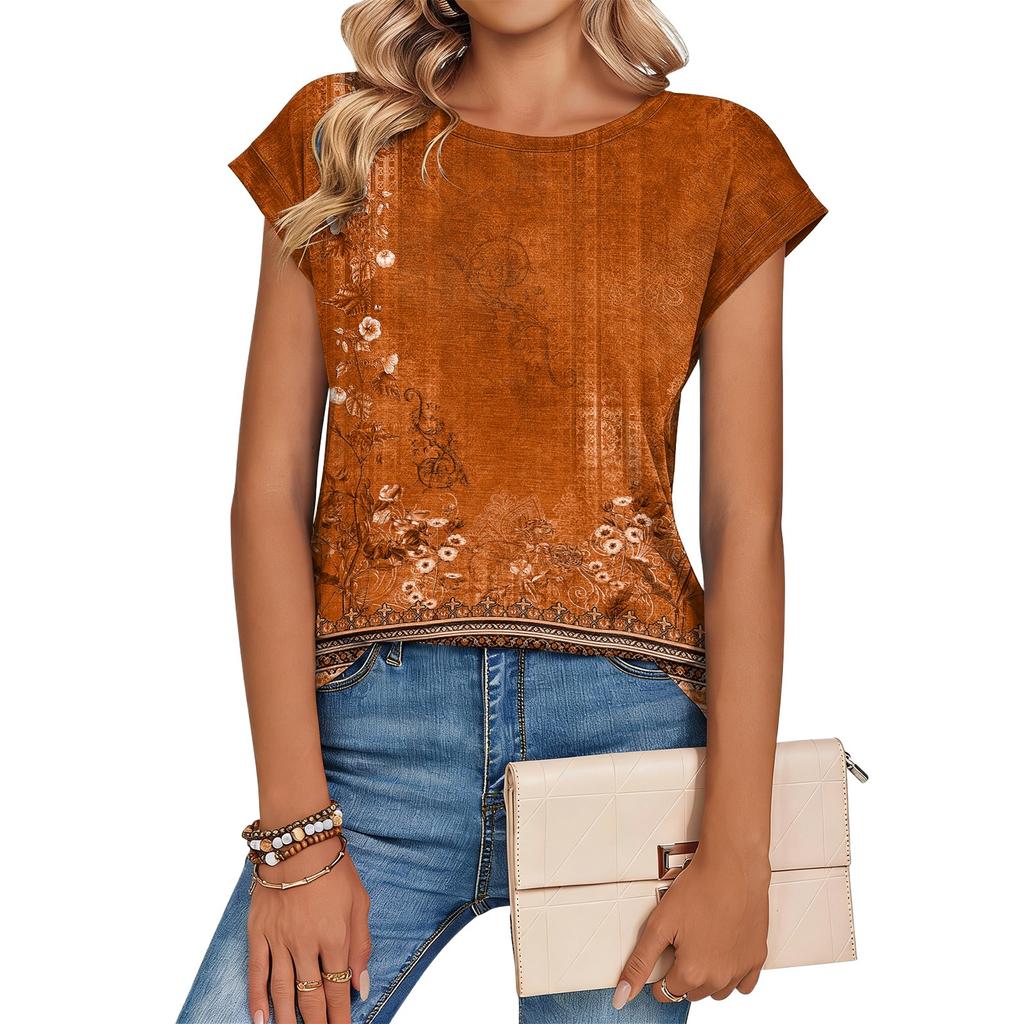 Женская модная повседневная футболка свободного кроя с ретро-принтом