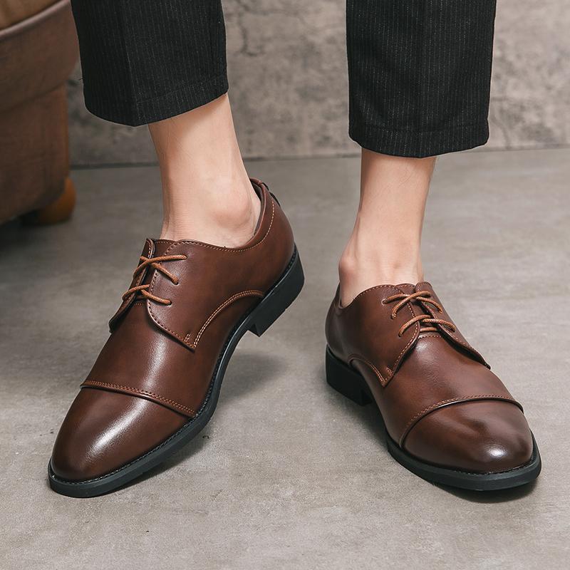 2024 Spring Fashion Men Office Suit Business Leather Mens Dress Brown Black Male Soft Casual Formal Wedding Party Oxford Shoes
