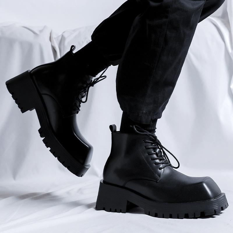 Высокие ботинки Мартин мужские осень 2025 новые ботинки в британском стиле на толстой подошве мужские ботинки-локомотивы с квадратным носком кожаные ботинки 2906-R
