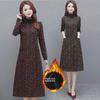 Thick Plush Floral High Collar Winter Dress for Middle-Aged & Elderly Women