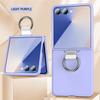 Роскошный чехол с кольцом-держателем для Samsung Galaxy Z Flip 7 6 5 4 3 ZFlip7 ZFlip6 Пряжка для пальца Однотонный Матовый Ударопрочный ПК-чехол