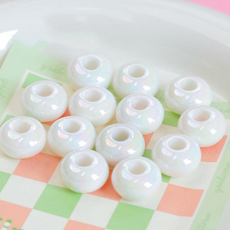 10 шт. 14 мм акриловые цветные счеты с большим отверстием, отдельные бусины, сделай сам, ручная работа, цепочка для мобильного телефона, аксессуары для волос, ожерелье, материал из бисера