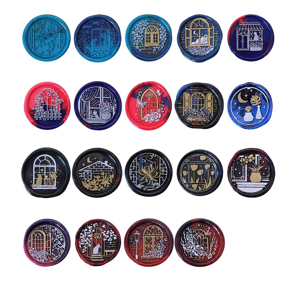 Восковая медная головка с рисунком окна, серия, винтажная ремесленная запечатывающая головка для открыток, конвертов, свадебных приглашений, подарочной упаковки