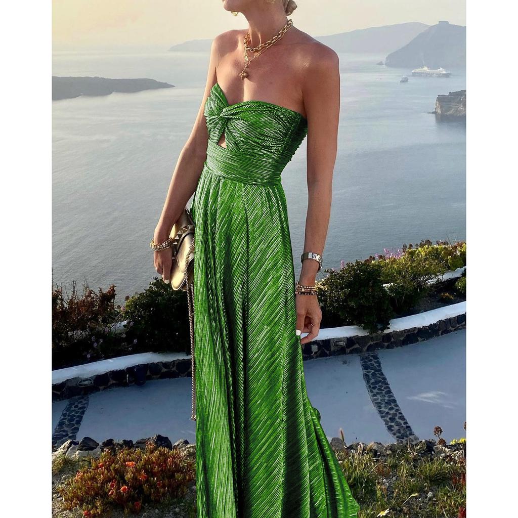 GMXIA Женская мода лето весна однотонный принт без рукавов на одно плечо с высокой талией повседневные платья