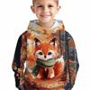 3D Digital Printed Autumn Fox Pattern Hoodie, Fashionable and Casual Children's Clothing, Suitable for Boys To Go Out
