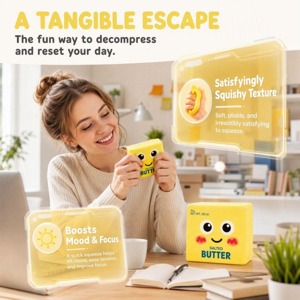 Soft Butter Squeezing Toy Cute Butter Stick Squishy Toy Portable Sensory Stress Stick Party Favors