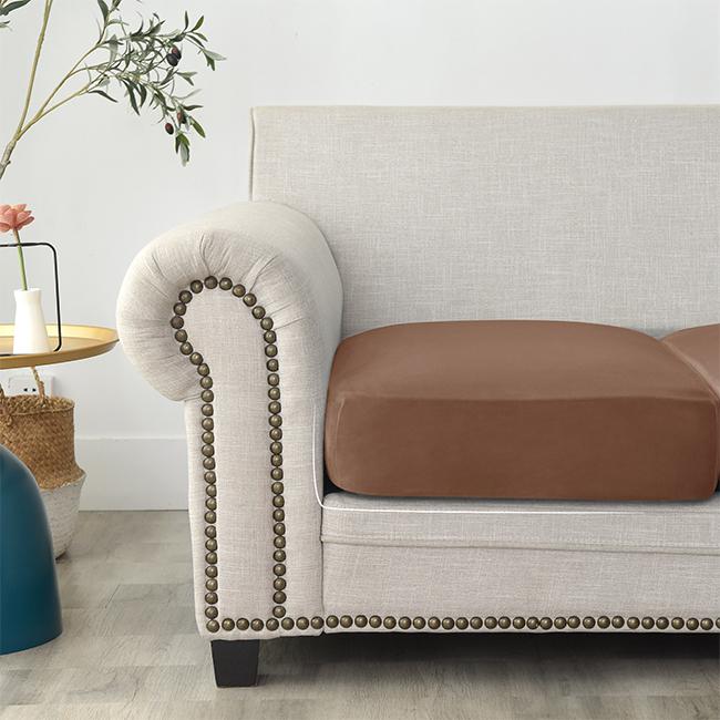 Sofa Seat Cover, Velvet, Brown 50-65Cm