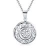 Photo Sterling Silver Locket Necklace Pendant Holding Embossed Photo Circular Boho Scroll Flower Locket for Women Teens .925