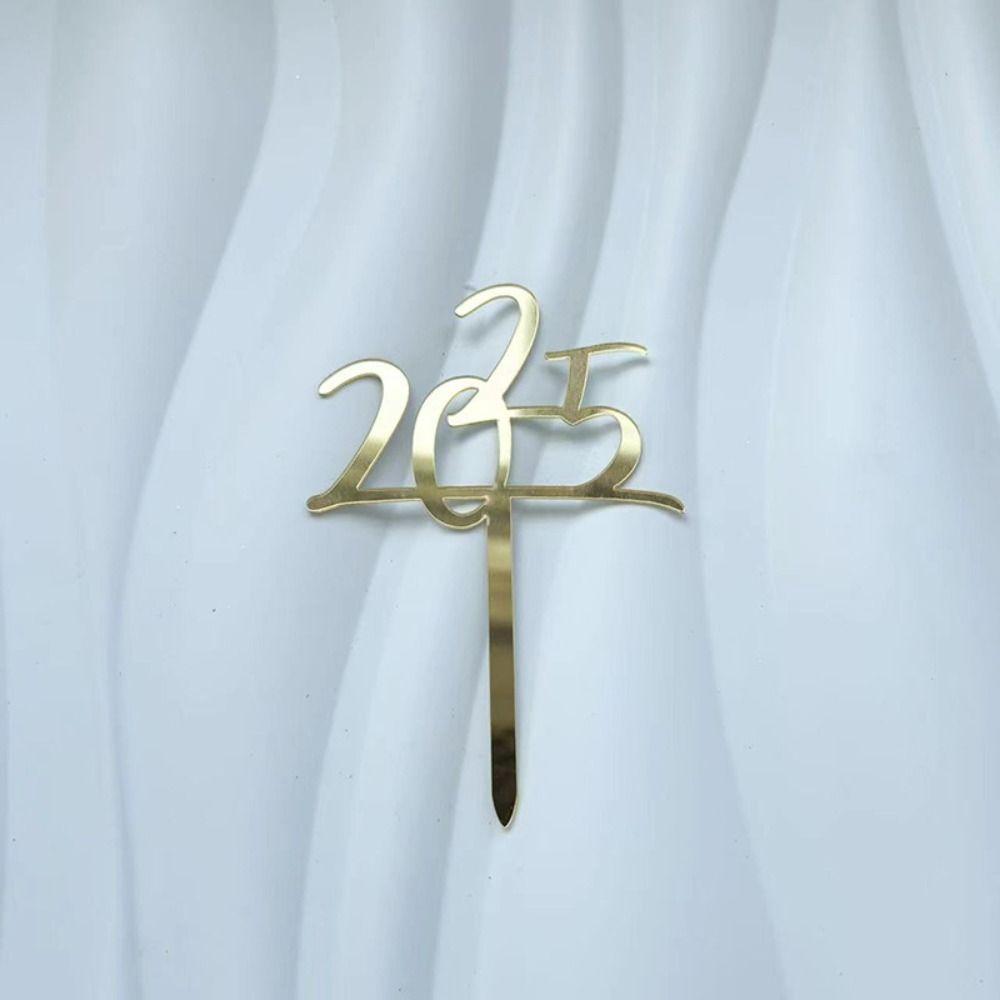 5 шт. Ручной почерк 2025 торт Топпер золотые акриловые украшения для торта Рождественский кекс Топпер для новогодней вечеринки