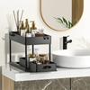 2 Tier Under Sink Organizer Sliding Cabinet Storage Rack With Hooks & Hanging Cups Multifunctional Kitchen Bathroom Organizer
