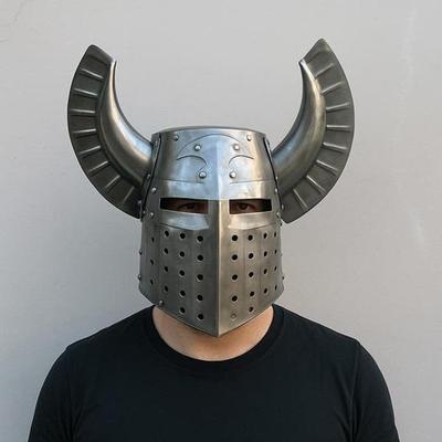 Средневековый шлем викинга с рогами Фэнтезийный шлем воина LARP, Косплей, Доспехи SCA Стальной шлем рыцаря-крестоносца Лучший подарок для него