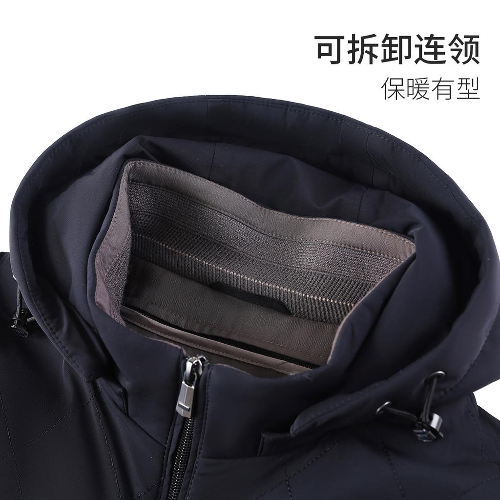 Wool filled&detachable inner lining hooded casual jacket men's winter thick warm jacket