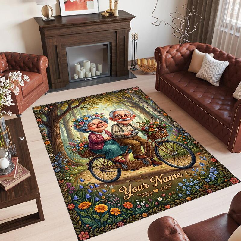 Landscape Theme Crystal Velvet Floor Rug Personalized Custom Name Text Warm Carpet Home Decoration