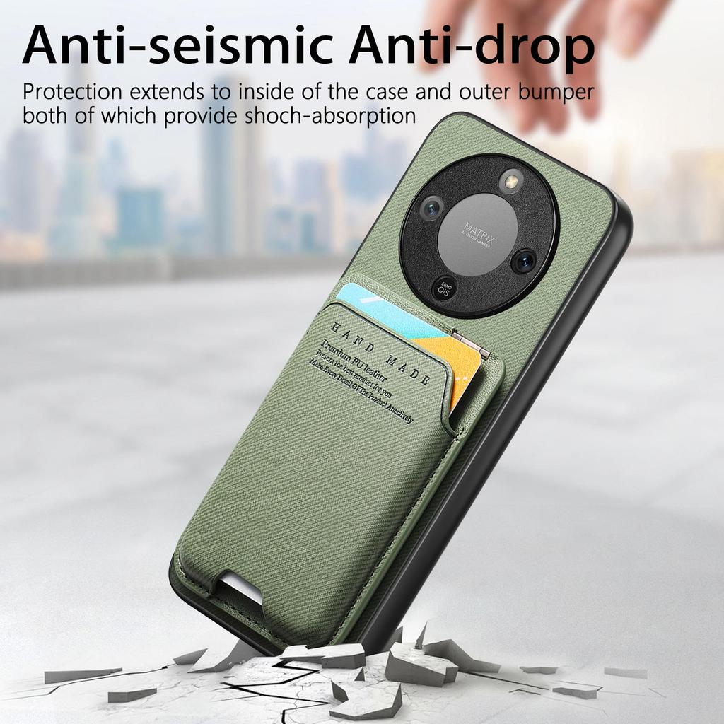 Чехол для телефона Honor Magic8 Lite 5G / X9d 5G / X70 5G Текстура ткани Кожа + ПК + ТПУ Чехол с держателем для карт Подставка