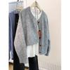 Supply soft waxy knitted cardigan women's love button jacket top autumn and winter casual lazy versatile sweater