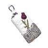 Flower Flower Remote Key Bag Leather Crystal  Keychains Key Cover  Car Accessories