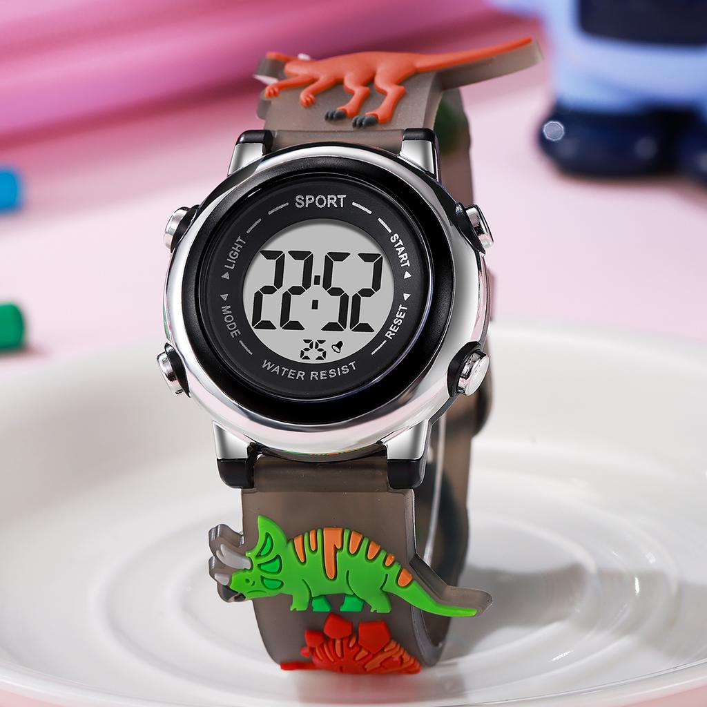 New Fashion Simple 3D Dinosaur Silicone Strap Electronic Display Quartz Watch Student Style Graduation Season