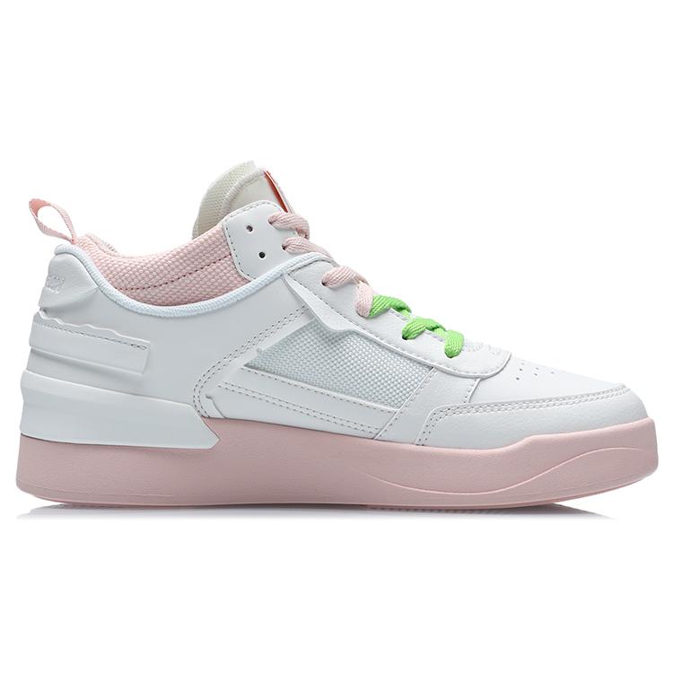 Li Ning CF Новая Серия Нескользящие Легкие Средние Скейтбордические Ботинки Женские Бело-Розовые AGCR112-1