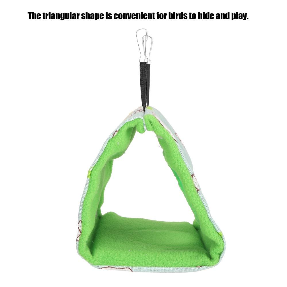 Fluffy Bird Nest House Dual Hooks Bear Pattern Hanging Hammock Bed Green Bottom Soft Flannelette Fabric Sleeping Bed For Hamster