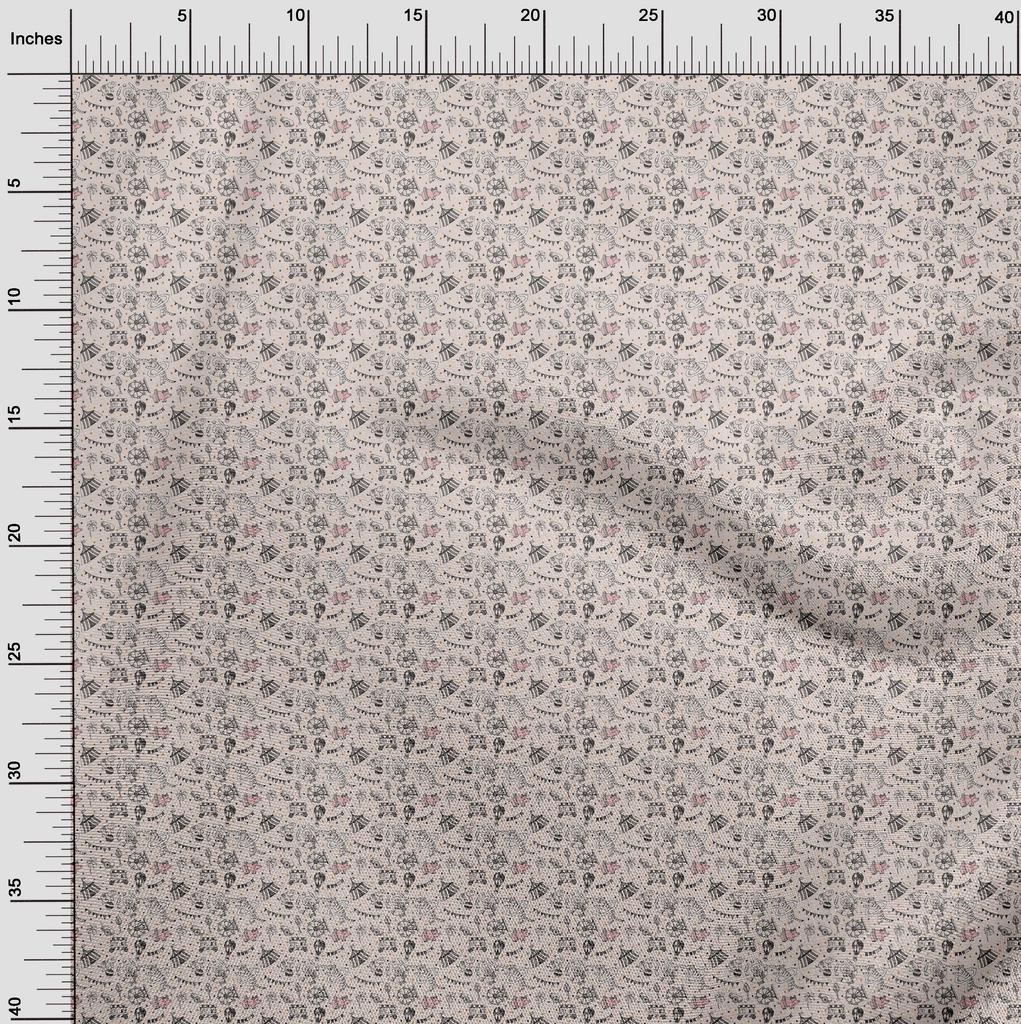 oneOone Cotton Flex Light Pale Pink Fabric Circus Sewing Material Print Fabric By The Yard 40 Inch