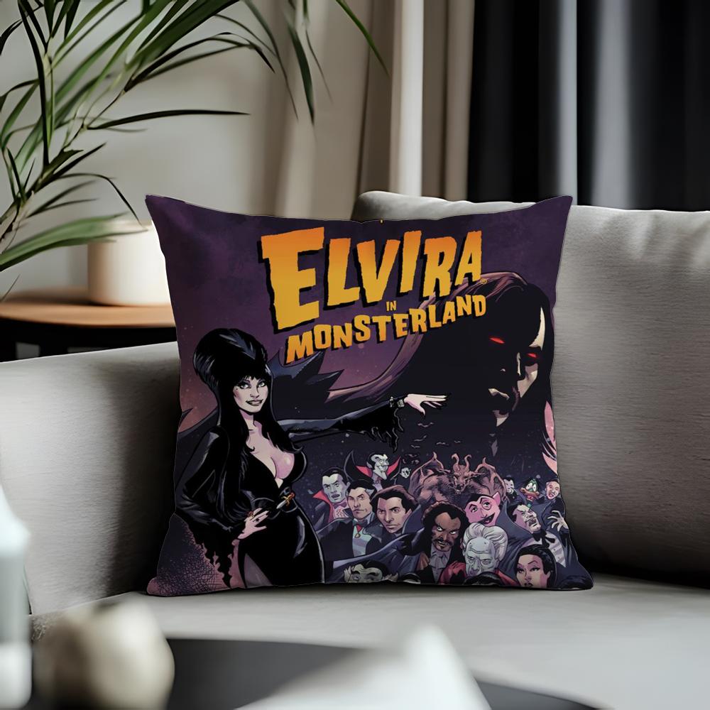 Viral EElvira Mistress of the Darkable Cushion Cover Antidustmite Pillowcase Invisible Zipper Silky Short Plush Sofa Cushion