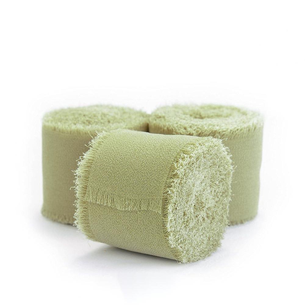 3 Rolls 5m Fringe Chiffon Silk Ribbon DIY Craft Hairy Chiffon Ribbon Wedding Invitations
