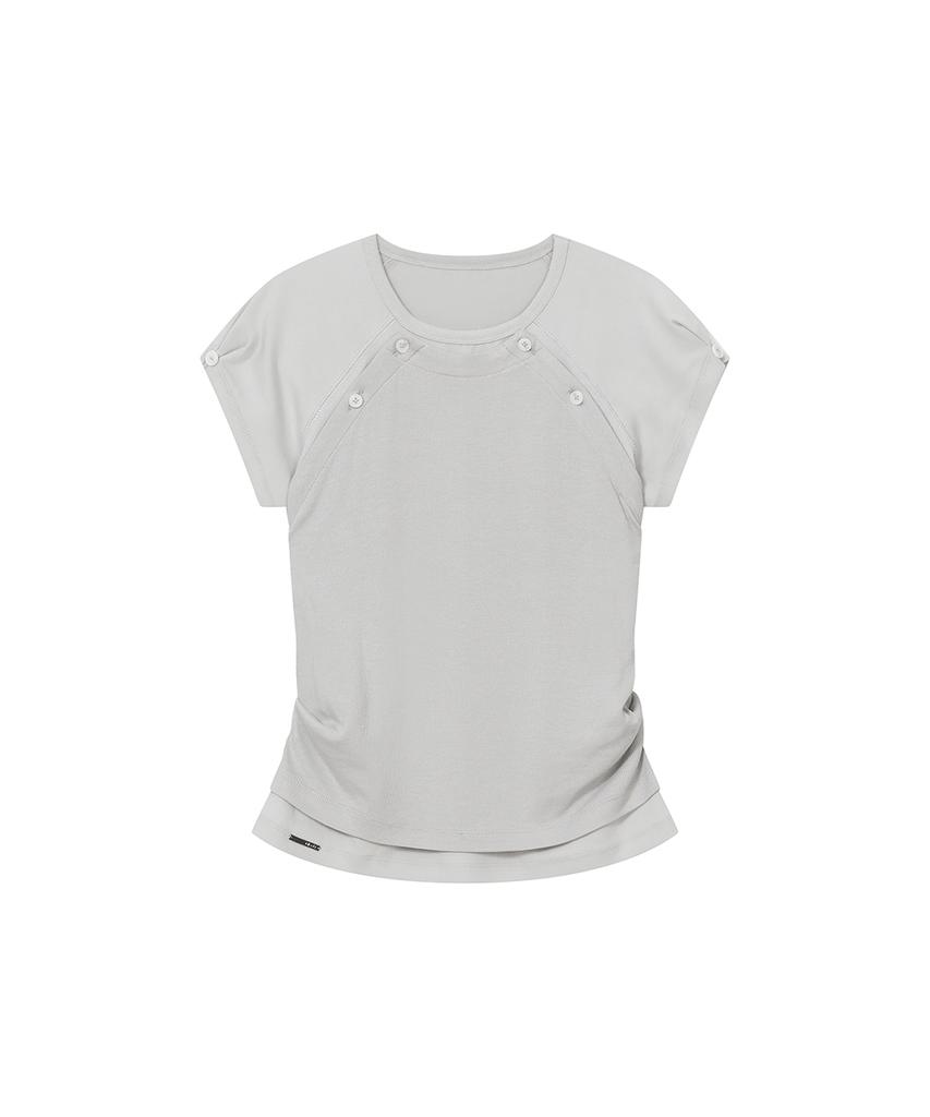 MISEKI SEOUL Hannah Button Layered Short Sleeve Gray