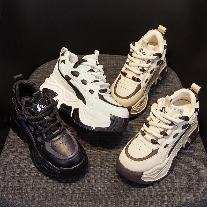 Весна 2025 г. Модные женские туфли Daddy на платформе, увеличивающие рост - повседневная модная спортивная обувь