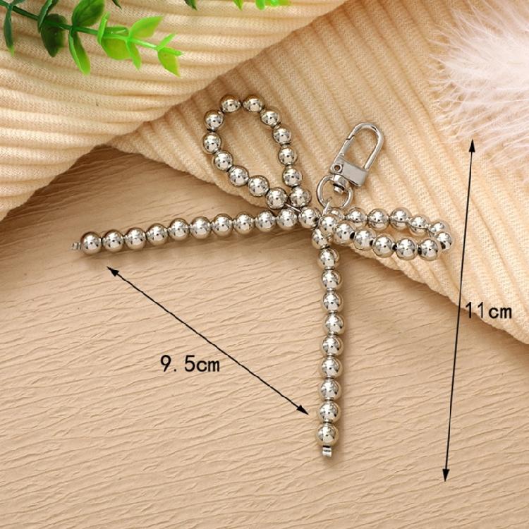 Fashion Pearls Beaded Bowknot Keychain Pendant Decoration Bag Backpack Charm