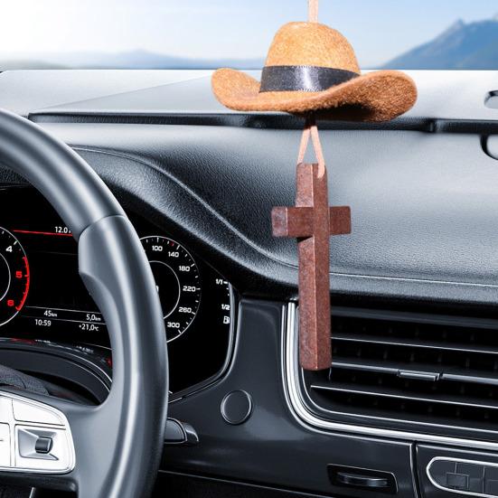 Ковбойская шляпа Подвеска-шарм для автомобиля Кантри Автомобильный подвесной декор Подвеска на зеркало заднего вида Универсальный аксессуар для интерьера автомобиля