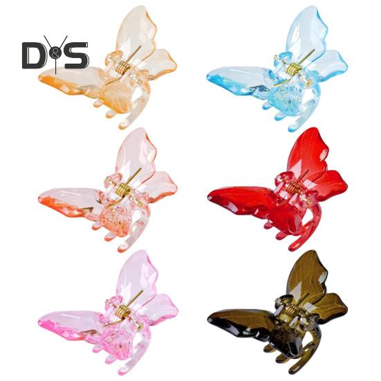 2Pcs Girls Hair Claw Transparent Butterflies Shape Hair Pin Braided Hair Mini Hairpin Clear Mini Braiding Clip Headwear Hair Accessories
